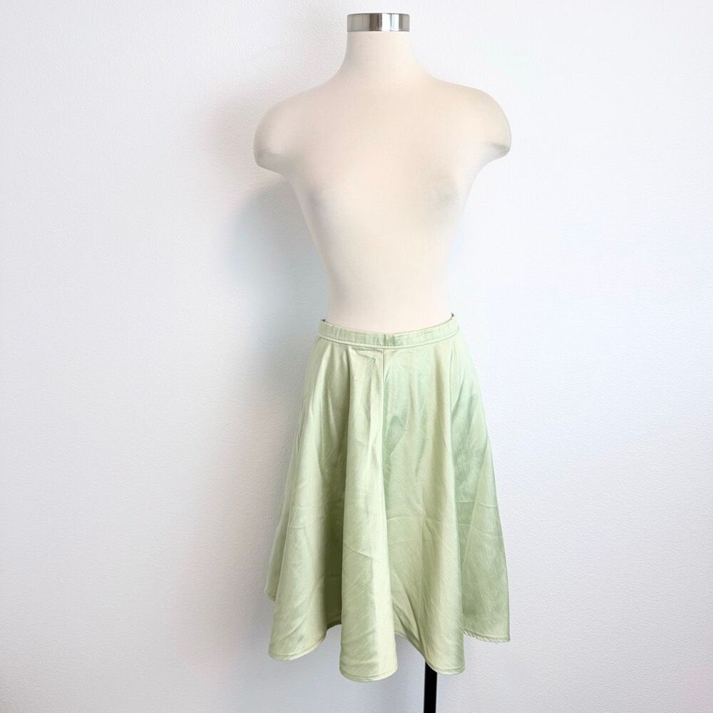 Handmade Green Pastel A Line Circle Skirt Satin Small